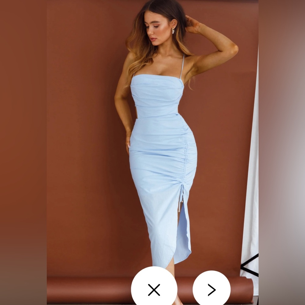 Elegant Backless Blue Dress